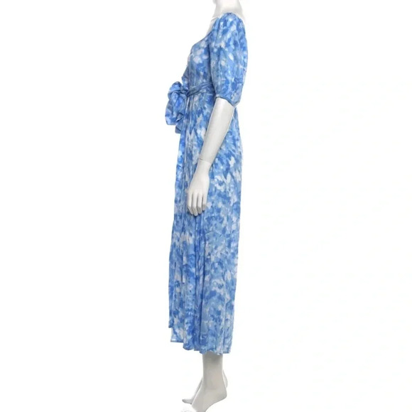Faithfull the Brand Charlize Midi Dress in Blue Roos Tie Dye Cloudscape Size S - Picture 2 of 10